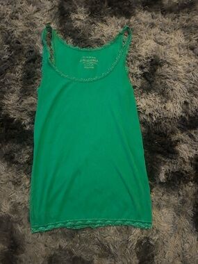 Arizona Jean Company Emerald Green Lace-Trim Camisole Tank Top